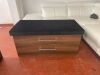 Walnut & Black Velvet Ottoman - 3