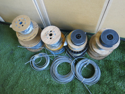 17 x Rolls of Assorted Thickness & Length Metal Cable Wire (As Viewed).