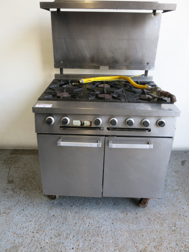 Commercial 6 Ring Gas Range Oven, Size H88 x W90 x D78cm.