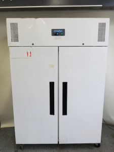 Polar Double Door Upright Fridge in White, Model CC663-02, S/N 21253348. Size H199 x W132 x D81cm