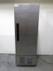 Polar Single Door Stainless Steel Upright Fridge, Model G590, S/N 5022491. Size H193 x W68 x D70cm.