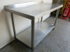 Stainless Steel Prep Table with Part Splash Back, Size H75 x W120 x D60cm. - 2