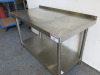 Stainless Steel Prep Table with Part Splash Back, Size H75 x W120 x D60cm. - 3