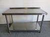 Stainless Steel Prep Table with Part Splash Back, Size H75 x W120 x D60cm.