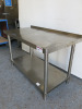 Stainless Steel Prep Table with Part Splash Back, Size H75 x W120 x D60cm. - 2