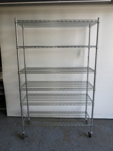 Trinity 6 Tier Mobile Wire Rack, Size H195 x W120 x D45cm.