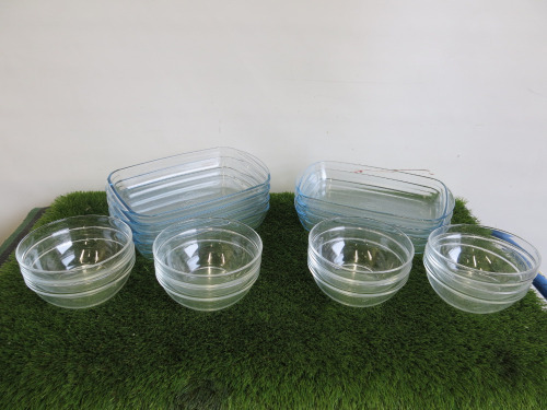 15 x Kitchen Glass Rectangular Dishes & Bowls to Include: 7 x Ocuisine Dishes & 8 Arc Bowls.