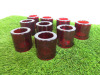 9 x Hollowick Thick Round Red Glass Tealights. - 2