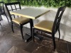 17 x Restaurant Dining Tables with Marble Effect Tops and Gold Banding to Edge, Size H75 x W70 x D60cm. - 4