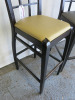 2 x High Stalls in Dark Wood Upholstered in Gold & Silver Faux Leather. - 4