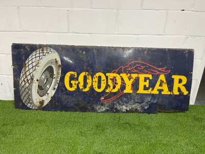 Goodyear Metal and Enamel Advertising Sign. Size H70 x W183cm.