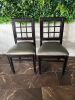 22 x Restaurant Dining Chairs in Dark Wood and Upholstered in Silver Coloured Faux Leather. - 4