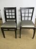 22 x Restaurant Dining Chairs in Dark Wood and Upholstered in Silver Coloured Faux Leather.