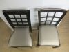 22 x Restaurant Dining Chairs in Dark Wood and Upholstered in Silver Coloured Faux Leather. - 10