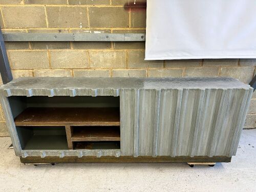 Tin Wrapped Side/Centre Console Display Unit. Size H80 x W220 x D40cm.