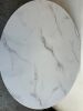 White Marble Effect Round Wood Top Table on Chrome Pedestal Base. Size Dia 120cm. NOTE: requires bolts, condition as viewed) - 3