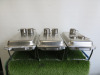 3 x Stainless Steel Chafing Dishes with Stands with 5 x Fuel Holders.