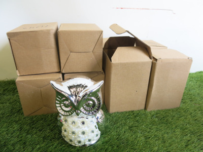 8 x Decorative Siramic Owl Ornaments, H13cm.