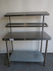 Vogue Stainless Steel Prep Table with Shelf Under, Chef Gantry with GN Pan Storage. Size Overall H148 x W120 x D60cm.