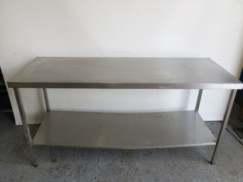 Stainless Steel Prep Table with Shelf Under. Size H90 x W180 x D65cm