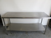 Stainless Steel Prep Table with Shelf Under. Size H90 x W180 x D65cm