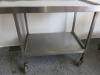 Stainless Steel Prep Table on Castors with Shelf Under. Size H87 x W120 x D70cm. - 4