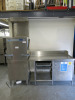 Winterhalter Commercial Pass Through Dishwasher, Model PT-M, S/N 3007294, Size H221 x W61 x D80 ,YOM 2014. Comes with 2 Trays & In or Out Stainless Steel Table, Size H85 x W140 x D80cm.