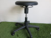 2 x Artikel Black Faux Leather Laboratory Height Adjustable Stools, Model 9468H.