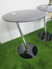 2 x Round Glass Top Side Tables on Chrome Pedestal. Size H58 x Dia 50cm. - 2