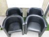 4 x Staples Black Faux Leather Reception Tub Chairs. Size H75 x W70cm. - 2