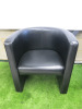 4 x Staples Black Faux Leather Reception Tub Chairs. Size H75 x W70cm. - 3