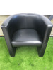 4 x Staples Black Faux Leather Reception Tub Chairs. Size H75 x W70cm. - 5