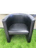 4 x Staples Black Faux Leather Reception Tub Chairs. Size H75 x W70cm. - 8