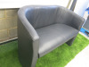 2 Seater Black Faux Leather Reception Sofa. Size H78 x W123 x D54cm. - 2