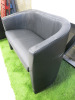 2 Seater Black Faux Leather Reception Sofa. Size H78 x W123 x D54cm. - 4