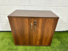 Darkwood Board Room Table, Size H69 x W77 x D98cm & Dark Wood 2 Door Credenza, Size H72 x W80 x D43cm. - 8