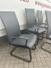 6 x Cantilever Metal Framed Black Faux Leather Board Room Chairs. - 3