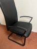 6 x Cantilever Metal Framed Black Faux Leather Board Room Chairs. - 11