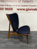 Kristian Sofus Hansen & Tommy Hyldahl for Norr11 Designer Elephant Lounge Chair. Solid Light Oak Frame with Veneer Seat & Back, Upholstered in Dark Blue. - 2