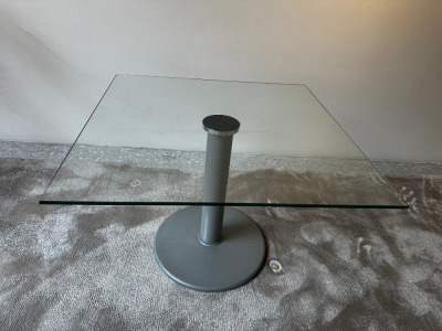 Berno Glass Coffee/Side Table on Cast Base. Size H47 x 65 x 65cm.