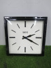 Smith's Square Clock in Black Metal Frame. Size H40 x W40 x D7cm.