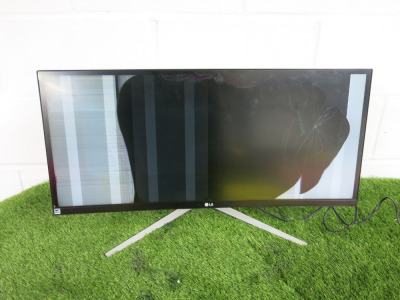 LG 29” Curved Ultrawide Monitor, Model 29UC97C. NOTE: screen broken for spares or repair & requires power supply