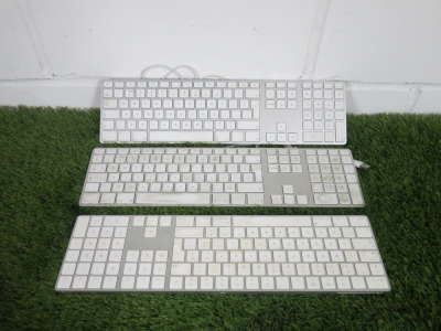 3 x Apple Keyboards to Include: 2 x Corded, Model A1243 & 1 x Wireless, Model A1843.