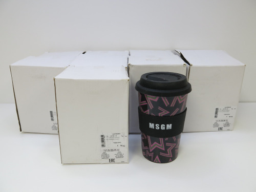 9 x Boxed/New MSGM Ceramic Silicone Hot Drinks Cup. RRP £65.00 each.