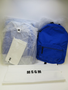 5 x MSGM Blue Backpacks with Dustcovers. RRP £180.00 each.