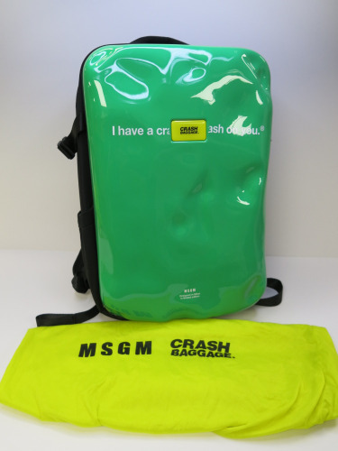 MSGM Crash Baggage Iconic Backpack in Green (Ex-Display) with Dustcover. RRP £225.00.