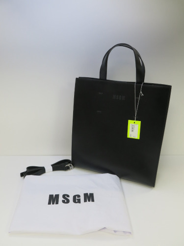 MSGM Medium Black Tote Bag, Made in Italy with Shoulder Strap & Dustcover. RRP £330.00.