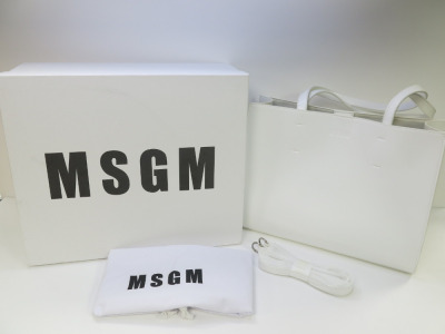 MSGM Medium White Tote Bag in Box with Shoulder Strap & Dustcover. RRP £300.00.