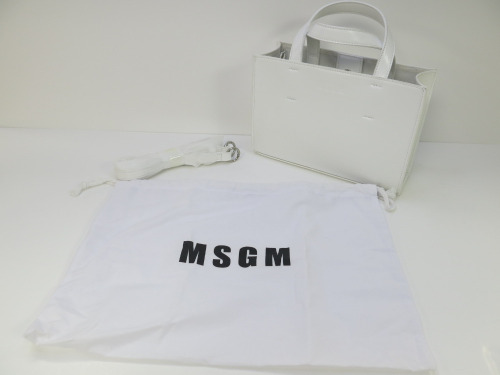 MSGM Small White Tote Bag with Shoulder Strap & Dustcover. RRP £270.00.