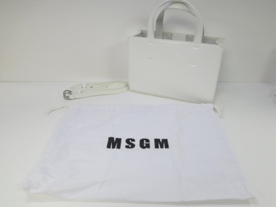 MSGM Small White Tote Bag with Shoulder Strap & Dustcover. RRP £270.00.